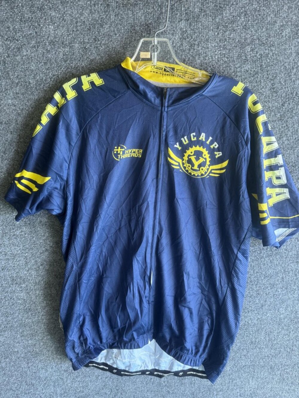 Hyperthreads Cycling Jersey Mens 3XL Blue Yucaipa Full Zip Short Sleeve Pockets
